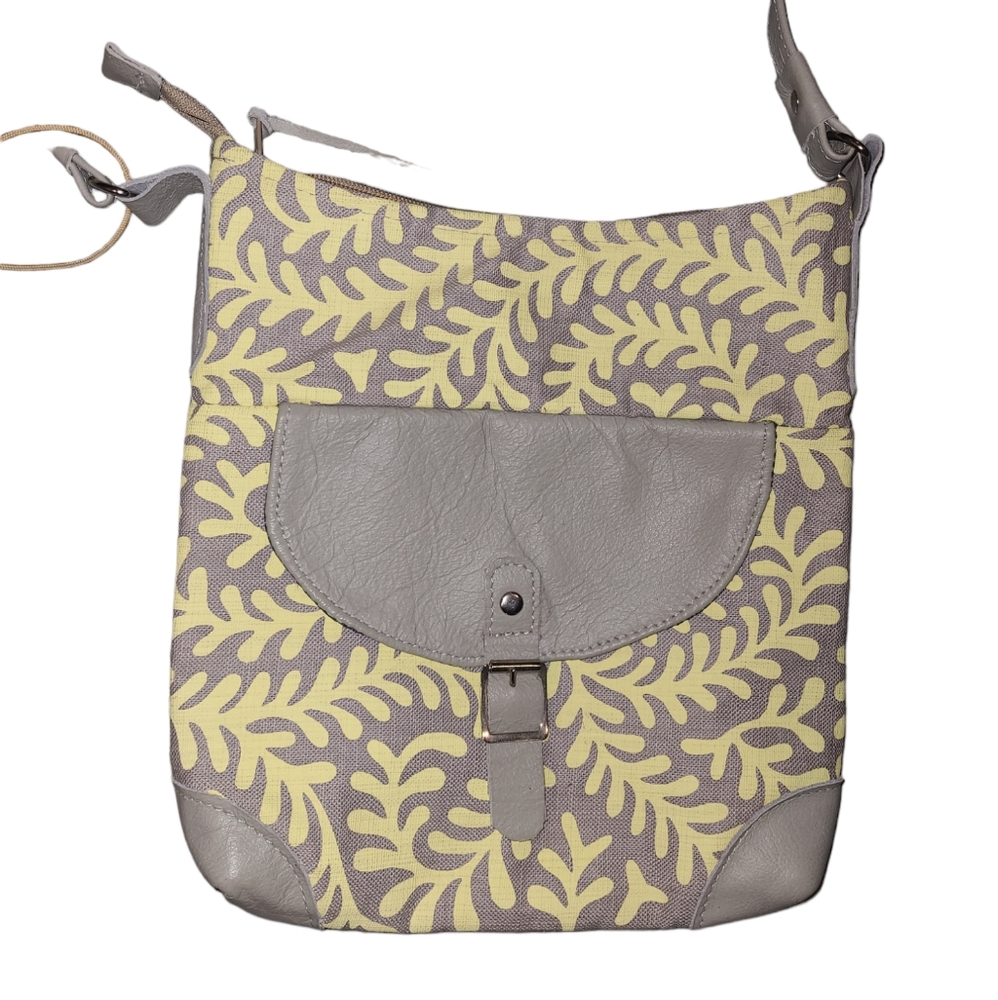 Leather and Canvas Floral Crossbody